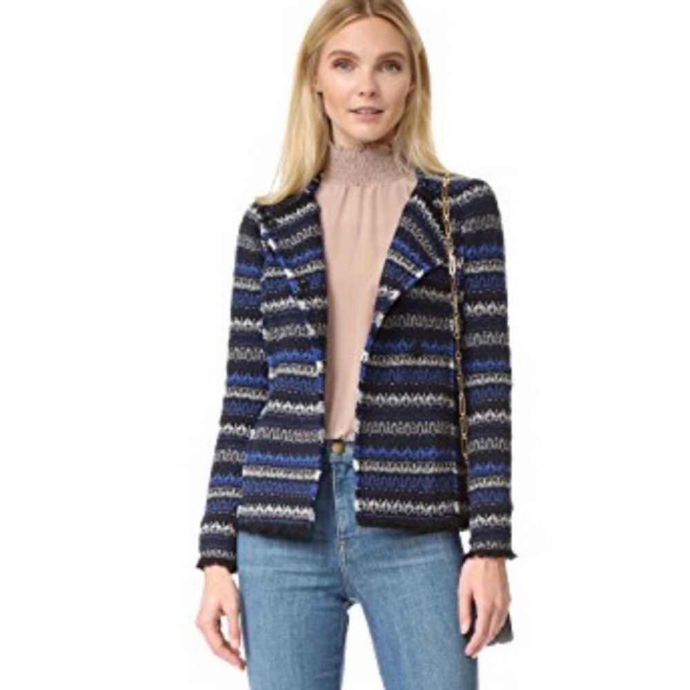 Rebecca Taylor Striped Blue Tweed Jacket